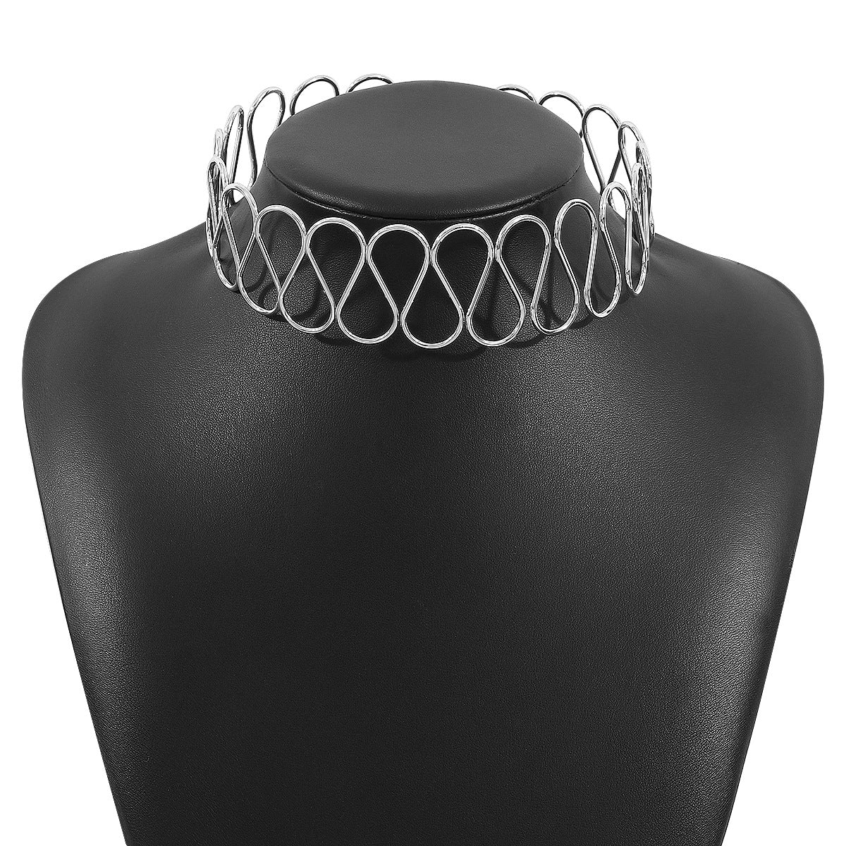 Collar Gargantilla Metálica Geométrica con Forma de Onda Minimalista para Mujer con Acabado Galvanizado