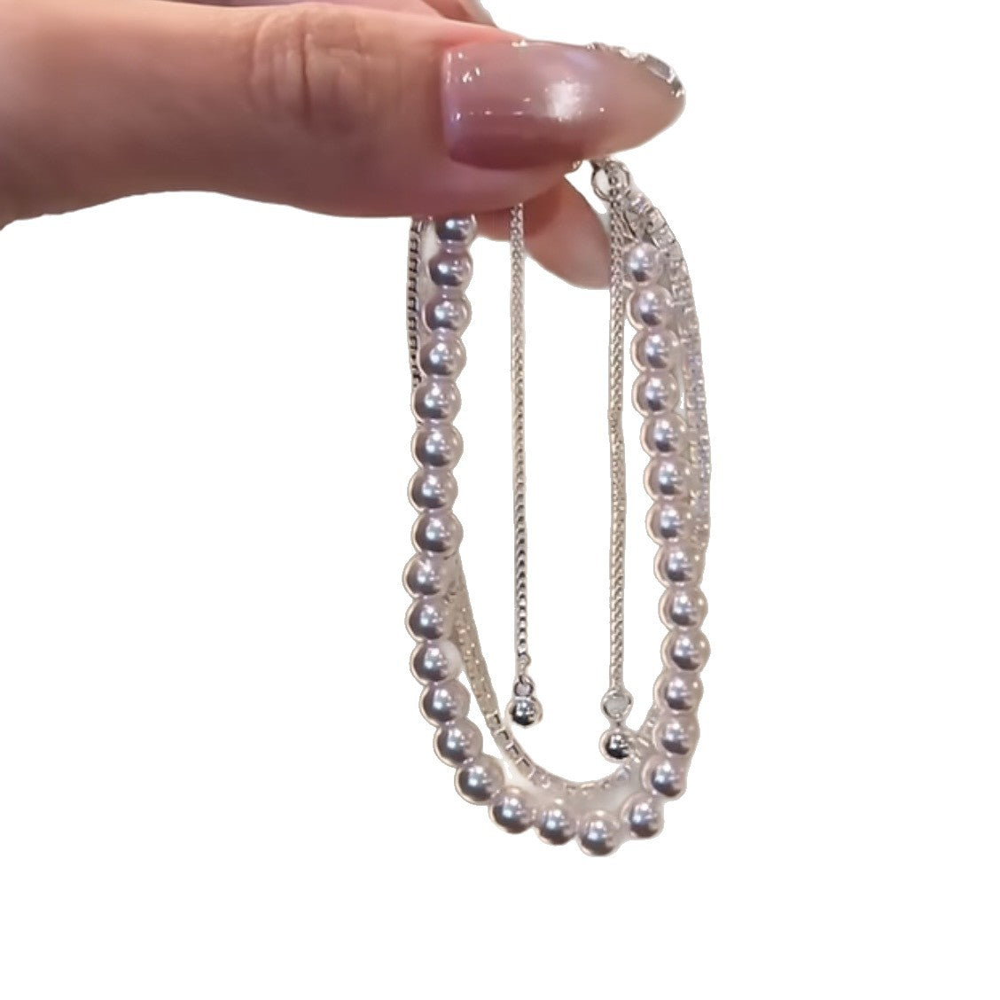 Elegante Pulsera Geométrica de Perlas para Mujer con Detalles de Pedrería Bañada en Acabado Premium Accesorio de Moda para la Oficina