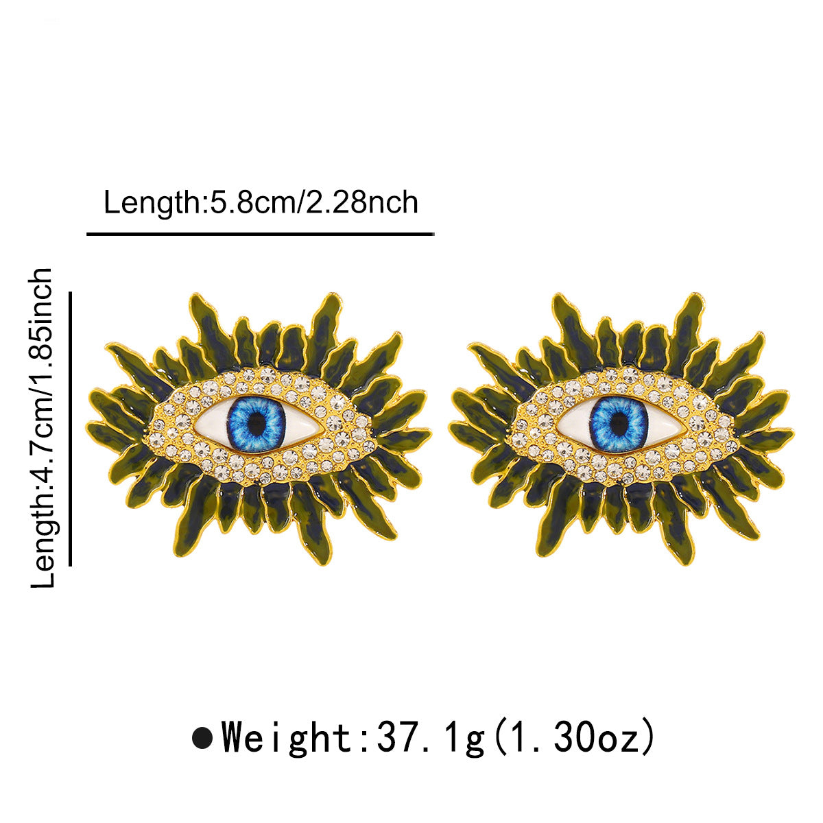 Vintage Artistic Evil Eye Earrings in Alloy with Rhinestone Inlay and Enamel Finish for Women