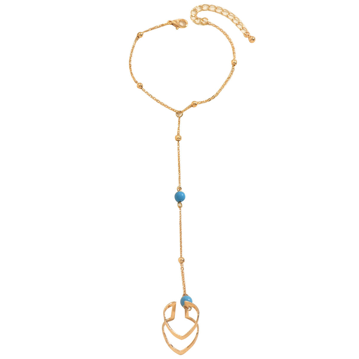 Set bracciale e anello in lega di zinco con intarsi turchesi stile geometrico da donna con lavorazione artigianale di perline