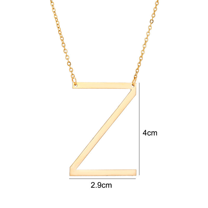 Collar Minimalista con Dije de Letra Chapado en Acero de Titanio para Mujer con Cadena de Eslabones Ajustable