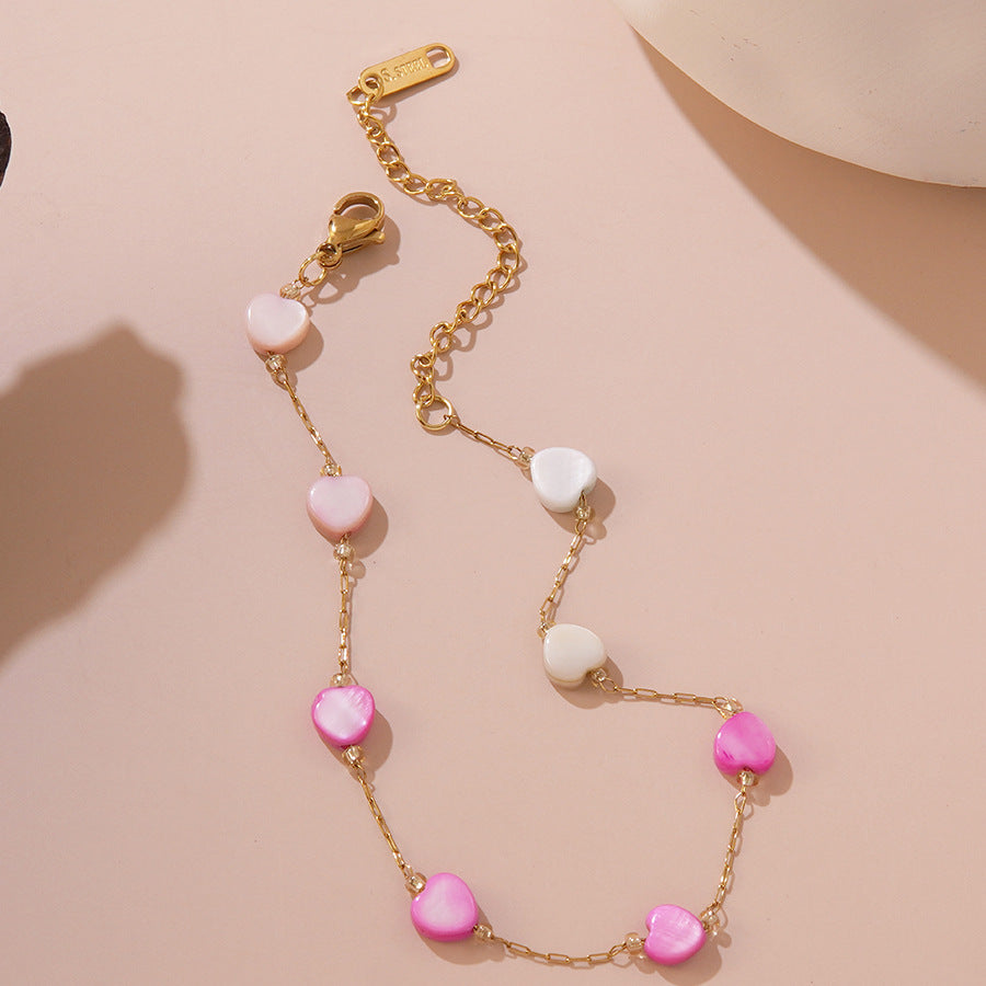 Elegante set collana e bracciale in acciaio inossidabile placcato a goccia Sweet Heart con catena a cavo per donna