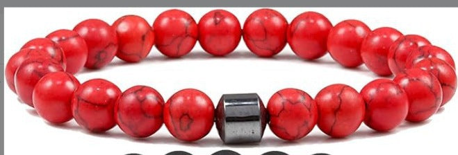 Unisex Magnetic White Pine Black Matte Tiger Eye Agate Beaded Bracelet Geometric Round Gemstone Jewelry