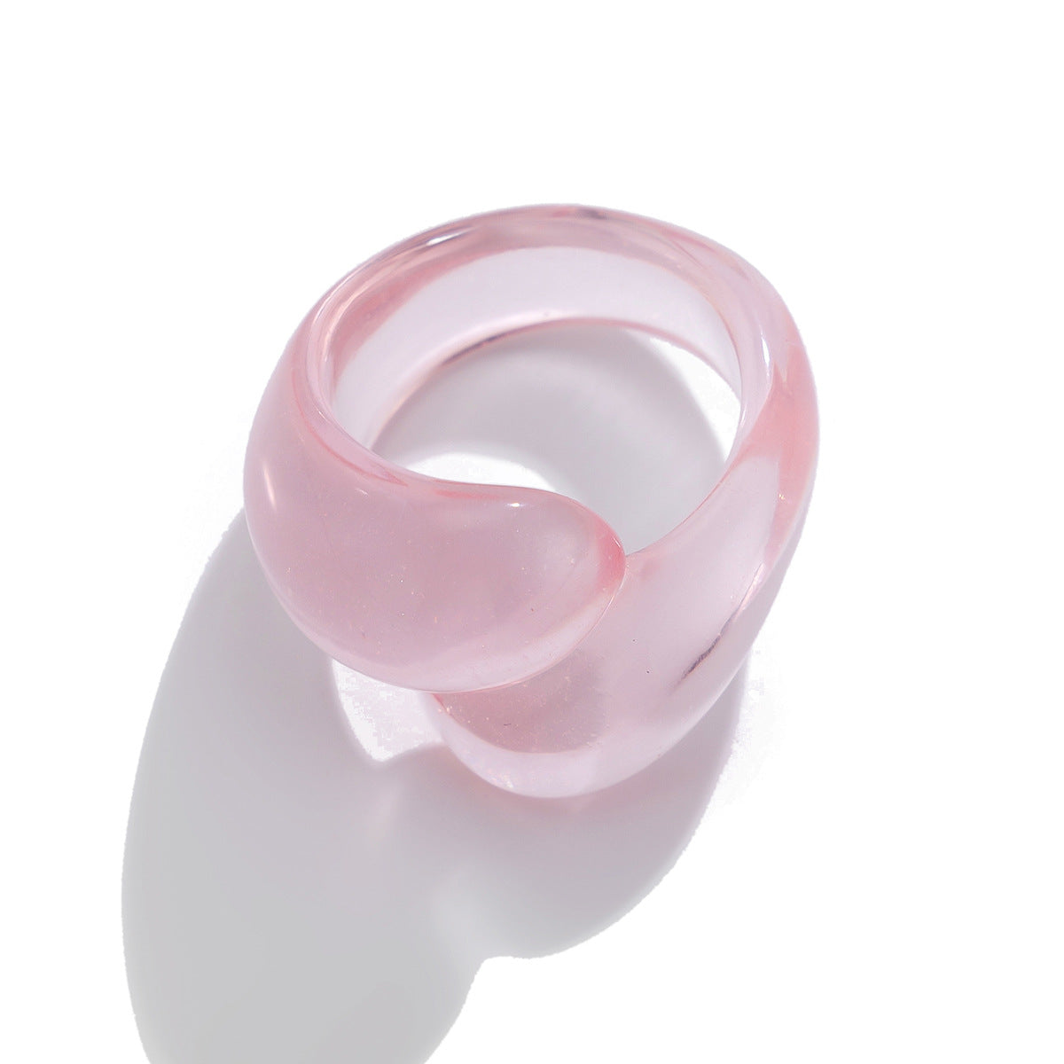 Fashion Geometric Irregular Double Teardrop Resin Plated Ring for Women