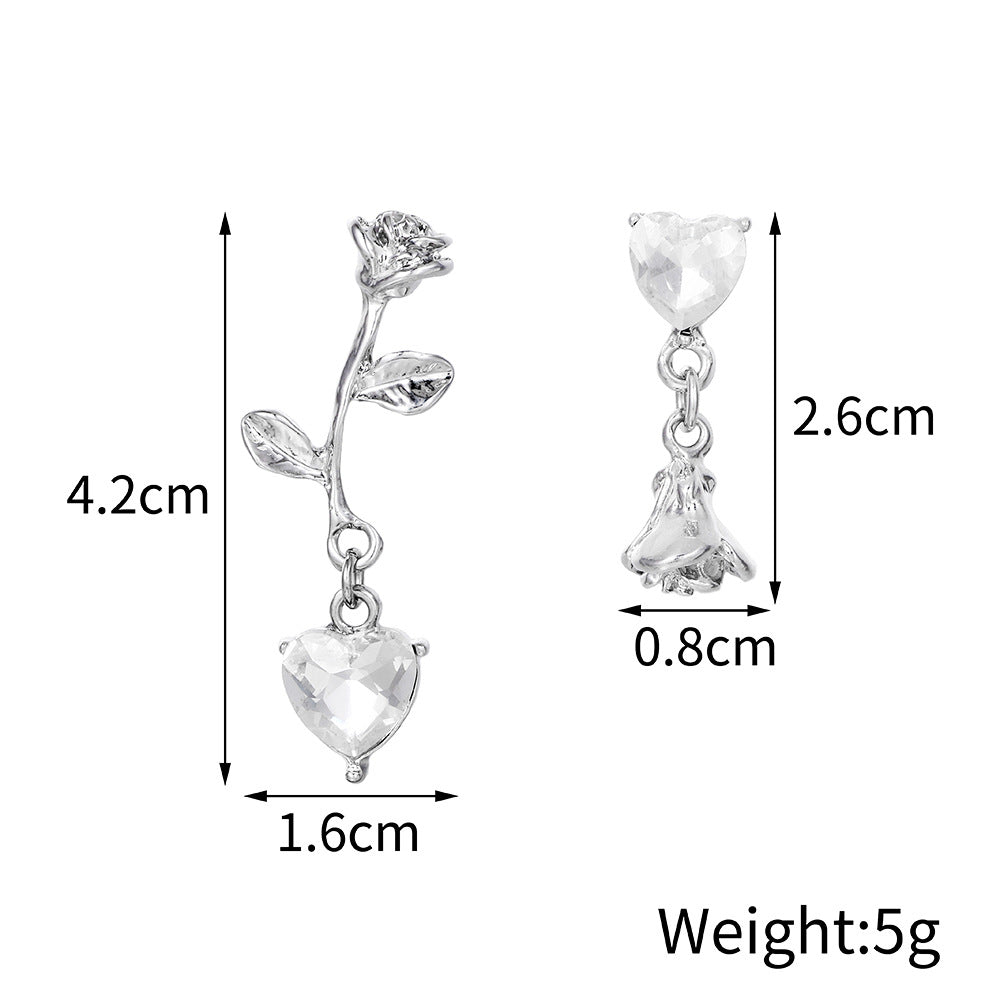 Vintage Geometric Floral Rhinestone Inlay Plated Alloy Earrings for Women