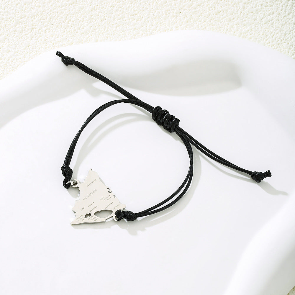 Bracciale Pendente con Lettera Placcata in Acciaio Inossidabile Geometrico Minimalista per Uomo e Donna