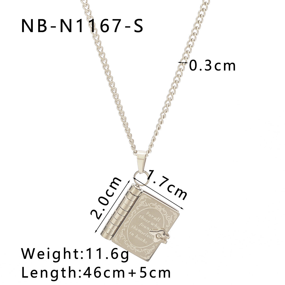 Collana minimalista a forma di libro da donna con catena in acciaio inossidabile e chiusura a cuore in acciaio al titanio placcato in oro 18 carati
