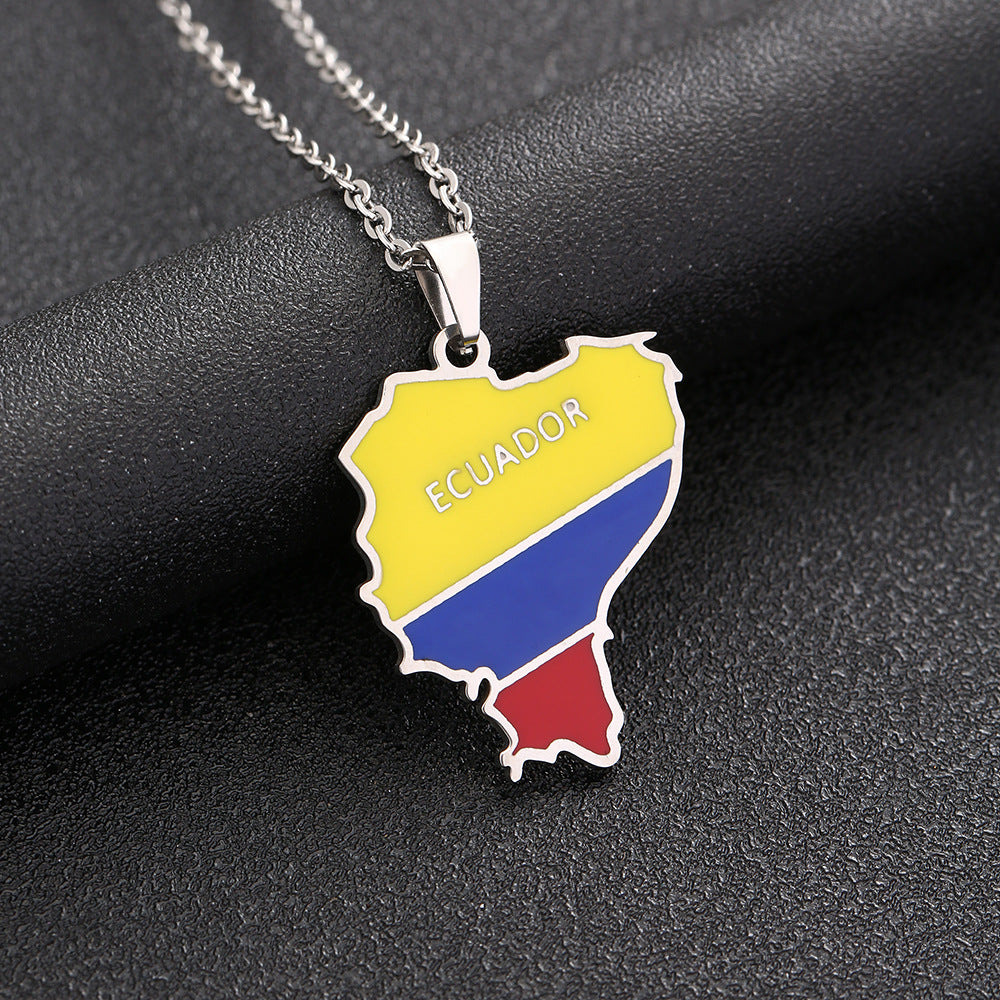 Collana con pendente geometrico smaltato alla moda in acciaio inossidabile con charm in acciaio al titanio e finitura placcata per uomo e donna