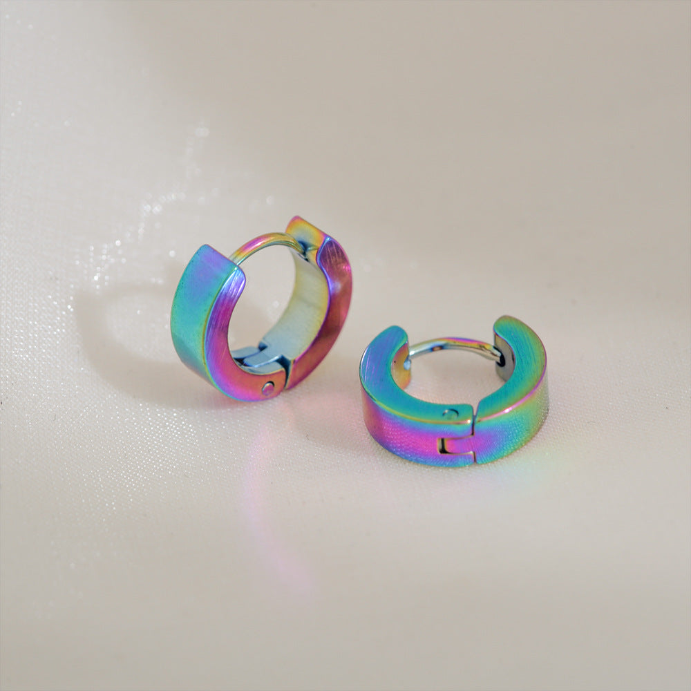 Pendientes minimalistas de acero inoxidable en forma de U con acabado chapado para hombres y mujeres