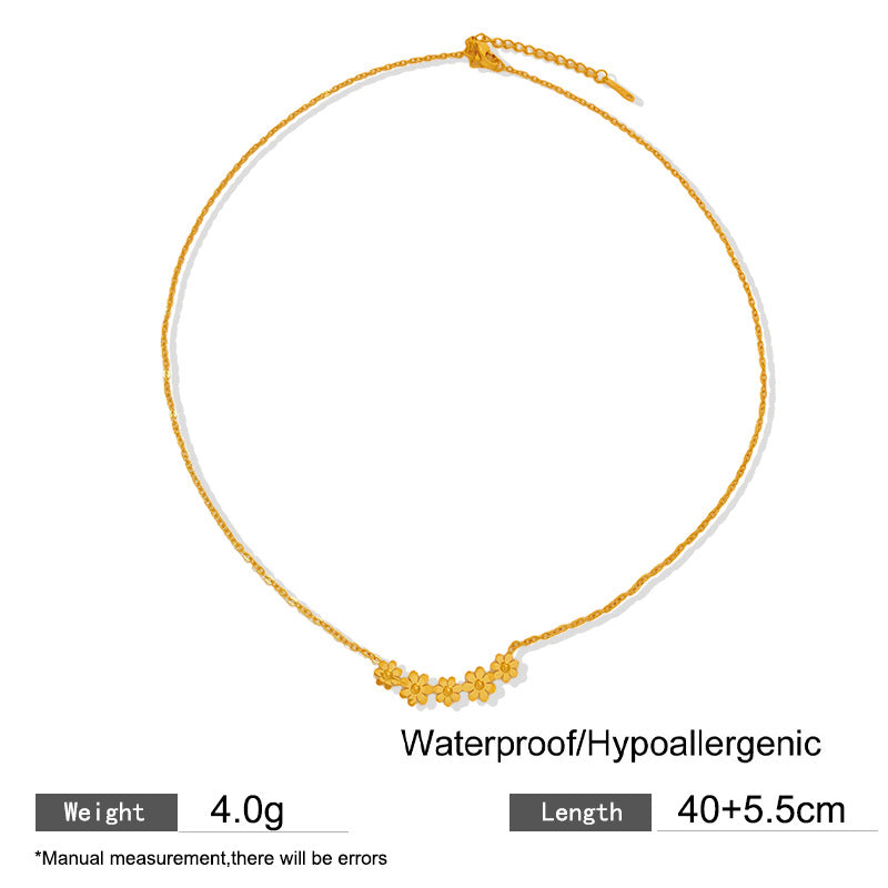 Sweet Floral Titanium Steel Plated Daisy Necklace