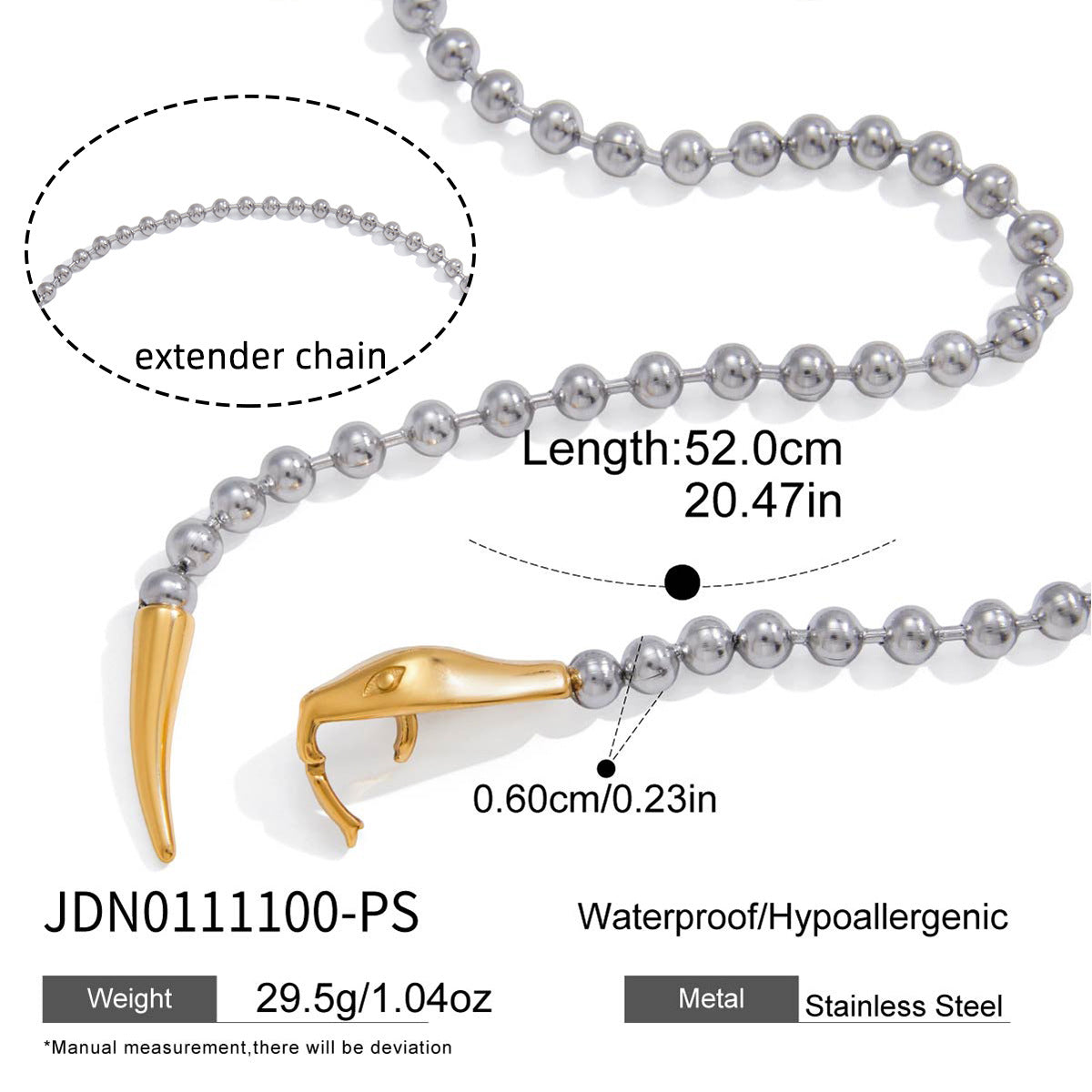 Minimalist Two-Tone Snake Shape Titanium Steel Y-Chain Necklace and Earring Set for Women