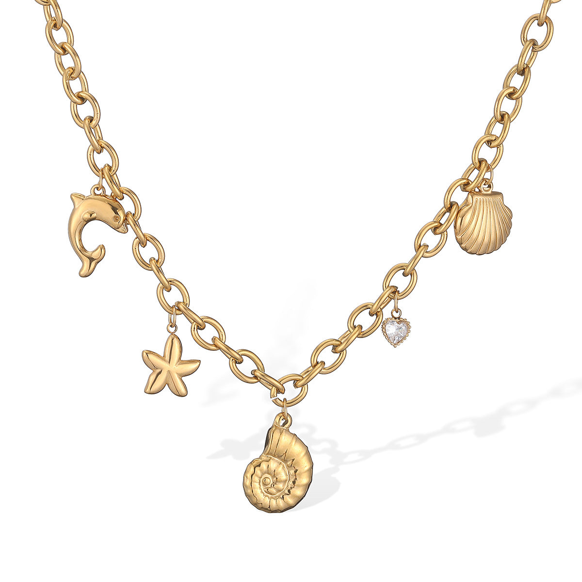 Collana con Ciondolo a Conchiglia Irregolare Minimalista in Acciaio Inossidabile Placcato Oro 18K