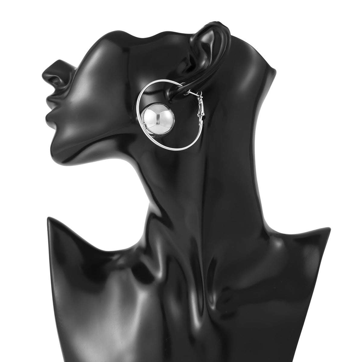 Pendientes minimalistas de tuerca con círculo geométrico hueco de metal chapado para mujer
