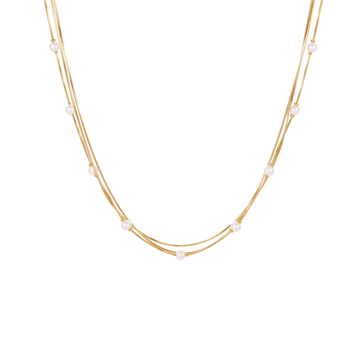 Collar de Acero Inoxidable con Colgante de Perlas Geométricas Estilo Francés Retro y Acabado Bañado para Mujer