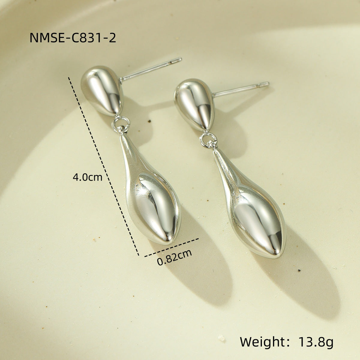 Fashionable Irregular Teardrop-Shaped Stainless Steel Earrings with 18K Gold Plating for Women