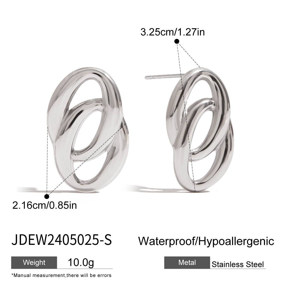 Minimalist Oval Geometric Plated Stainless Steel Hoop Earrings for Women