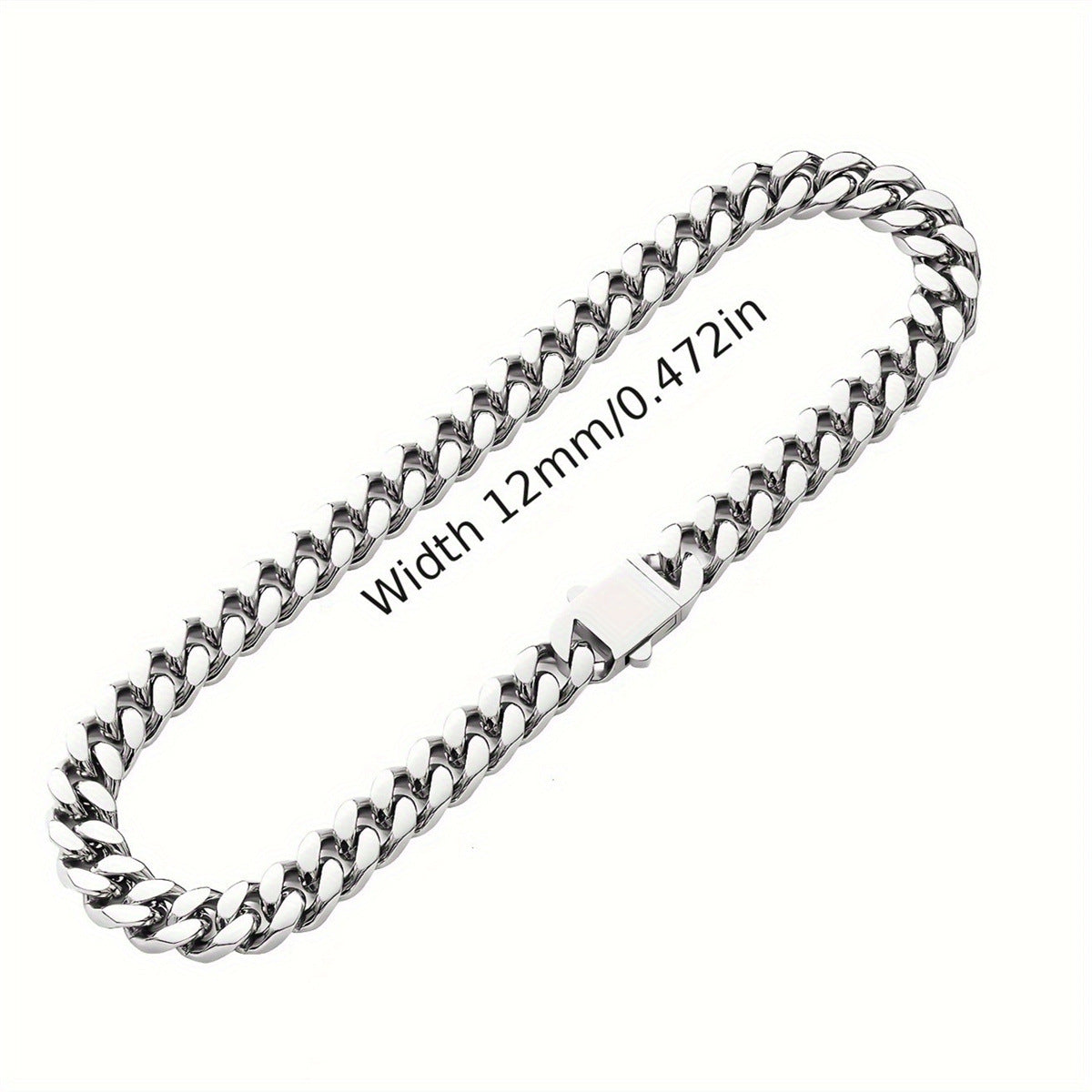 Collana da Uomo a Catena Cubana in Acciaio Inossidabile Lucido, a Forma Geometrica, Stile Hip Hop Robusto