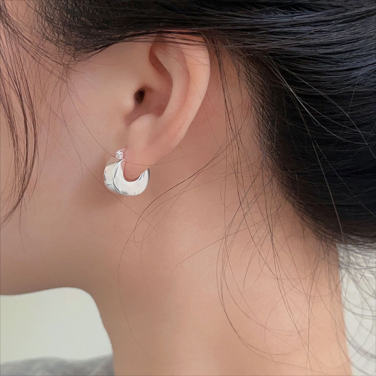 Minimalist Sweet 925 Sterling Silver Plated Geometric U-Shaped Hoop Earrings