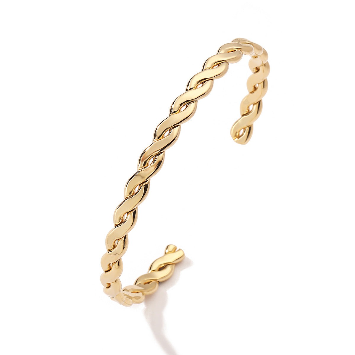 Bracciale Minimalista a C in Acciaio Inossidabile Placcato Oro 18K da Donna
