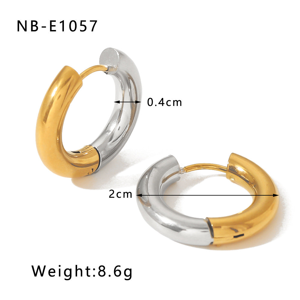 Minimalist Geometric Stainless Steel Hoop Earrings with 18K Gold Plating for Women