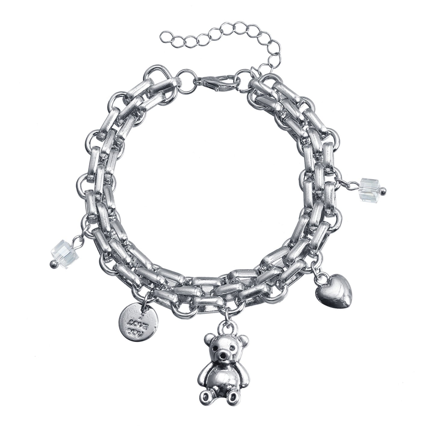 Minimalist Heart Bear Alloy Plated Pendant Necklace for Women