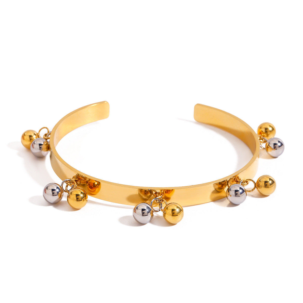 Round Geometric Plated Stainless Steel Beaded Bracelet for Women