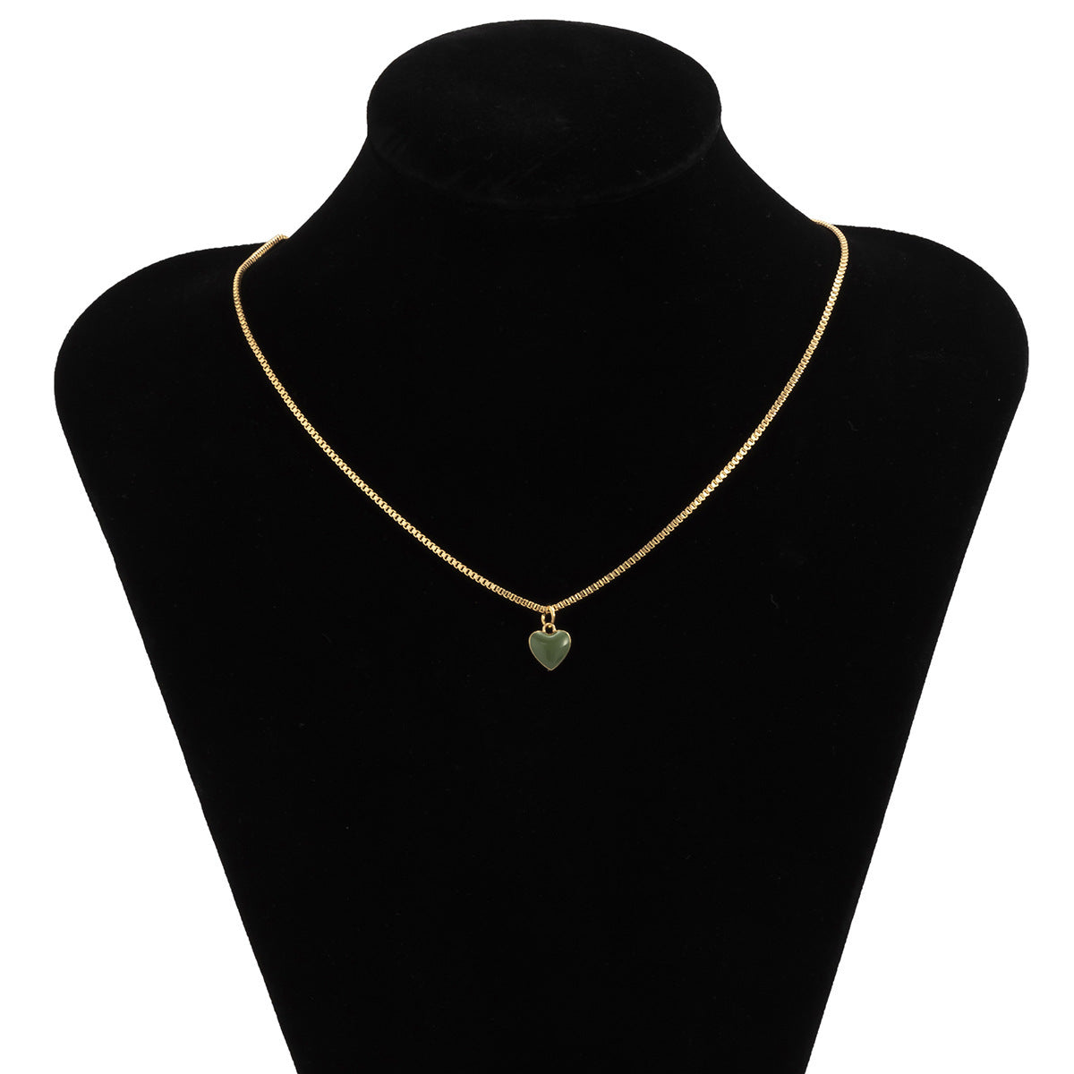 Minimalist Enamel Heart Pendant Necklace in Pastel Macaron Colors on Box Chain for Women