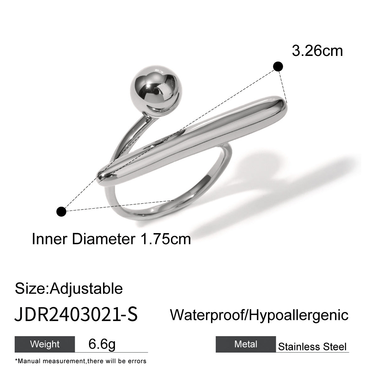 Minimalist Geometric Plated Stainless Steel Open Ring