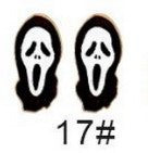 Pendientes de madera de Halloween para niños con formas de fantasma, dulces, calabaza, cesta, gato negro, calavera, polilla, cabeza de alienígena y murciélago con diseño impreso