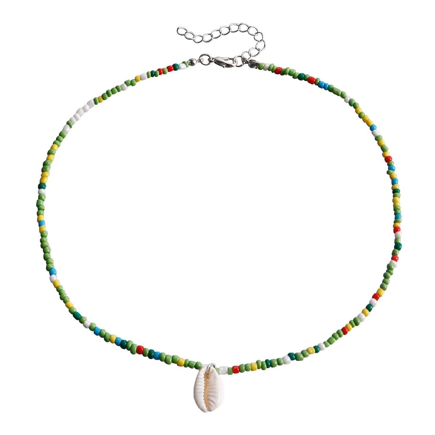 Natural Fresh Sweet Plated Shell Necklace with Turquoise and White Beads Animal Zodiac Pendant for Women
