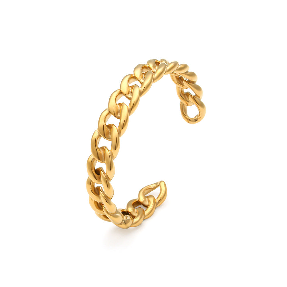 Minimalist Geometric Braided Cuban Link Bracelet for Women in Stainless Steel with Enamel Finish