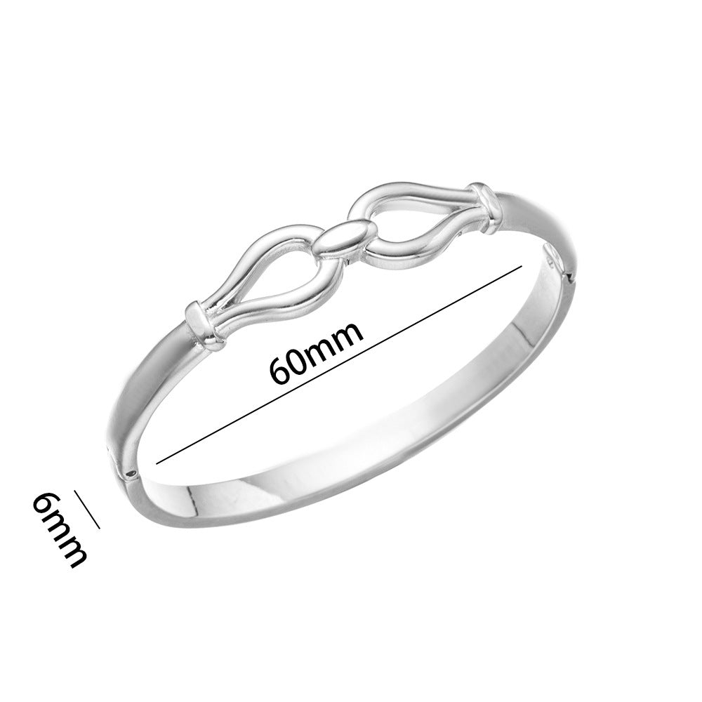 Minimalist Titanium Steel Bracelet with Vacuum Plating and Polished Finish Geometric Oval Design