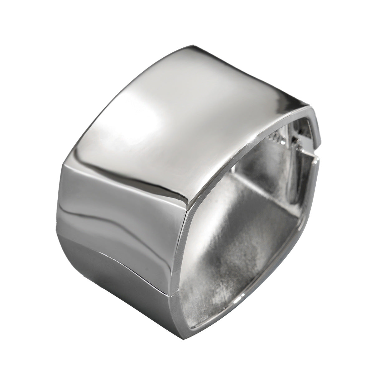 Geometric Wide Cuff Bracelet in Zinc Alloy with Polished Finish and Twisted Metal Design for Women