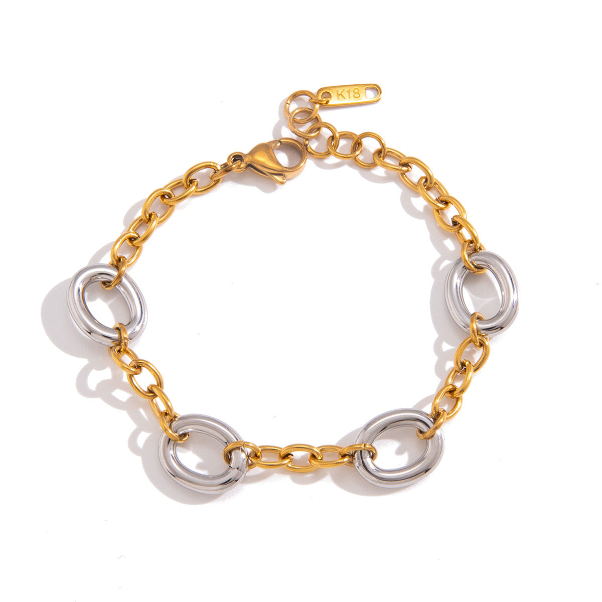 Geometric Round Stainless Steel Plated Bracelet for Women