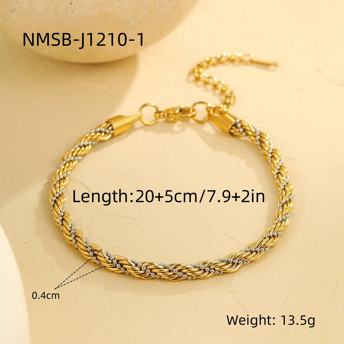 Set collana e bracciale da donna con geometria in acciaio inossidabile placcato oro 18 carati a fune intrecciata retrò alla moda