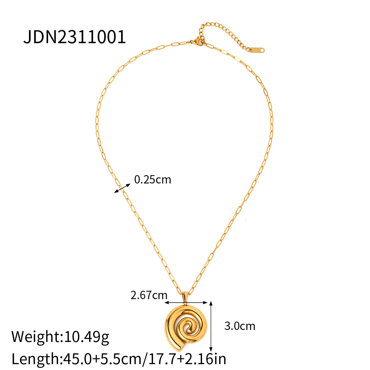 Minimalist 18K Gold Plated Geometric Teardrop Stainless Steel Necklace for Women