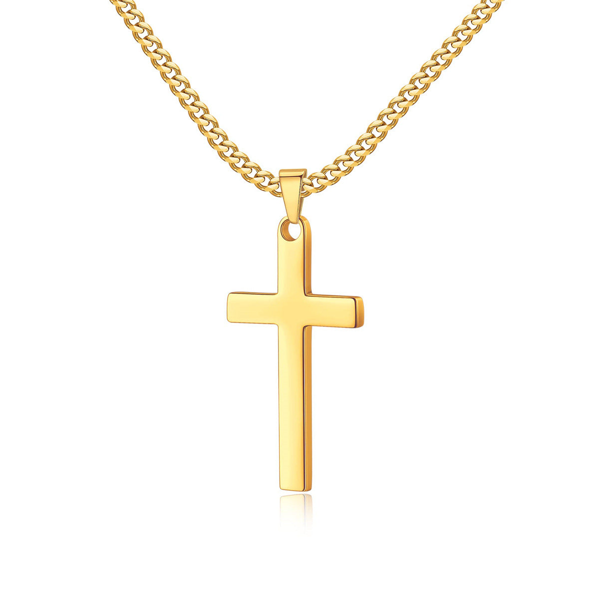 Minimalist Geometric Cross Pendant Necklace in Stainless Steel with Titanium Steel Charm and Plated Finish for Unisex Everyday Wear