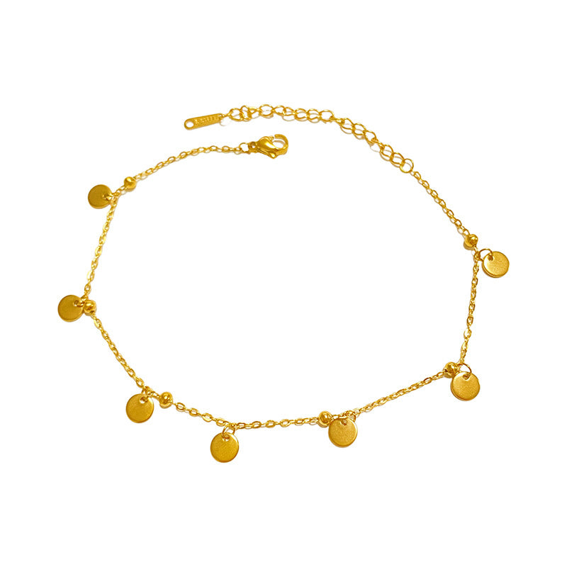 Polished Round Geometric Titanium Steel Anklet