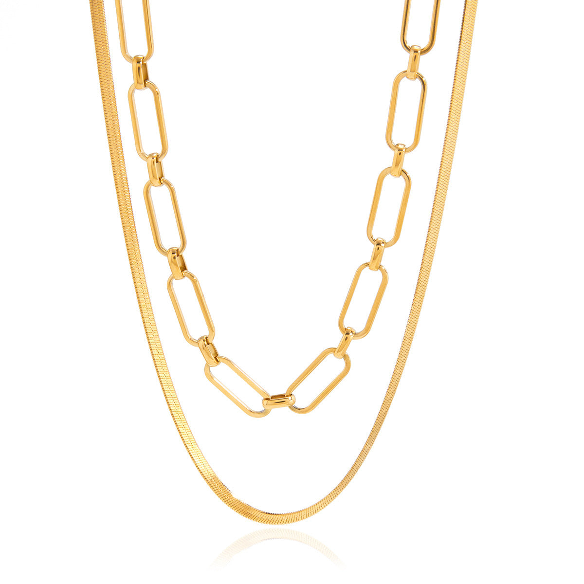 Collar cubano minimalista geométrico de acero de titanio con chapado en oro PVD al vacío para mujer, cadena ligera a la altura de la clavícula