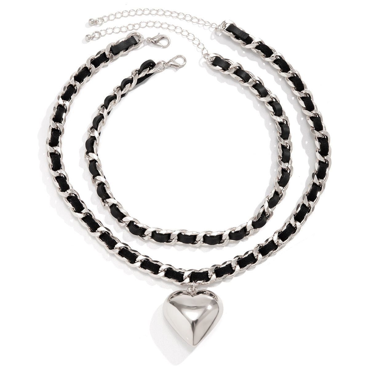 Collar con colgante geométrico vintage en forma de corazón con cadena de metal chapado para mujer