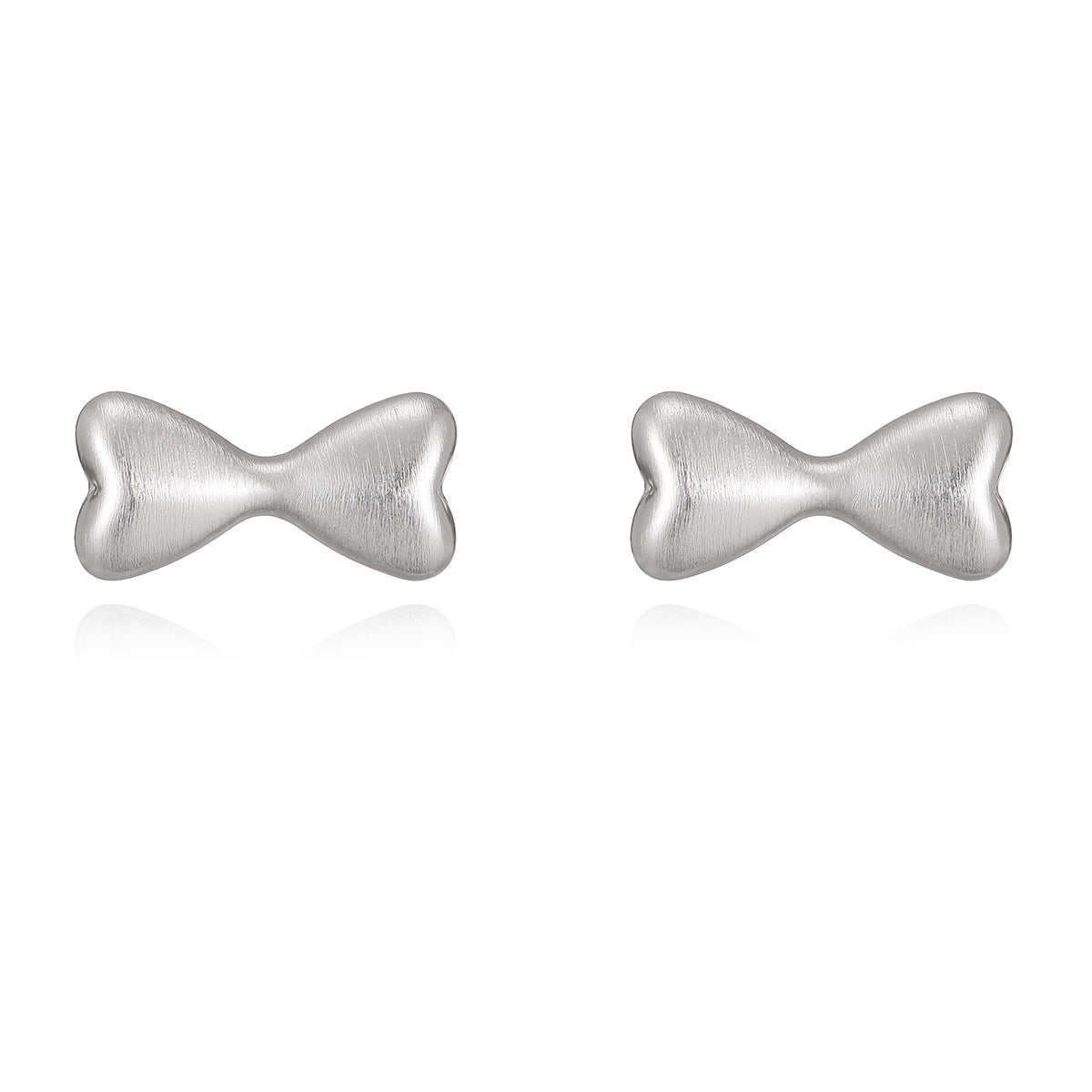 Sweet Elegant Geometric Brass 18K Gold Plated Brushed Bow Stud Earrings for Women