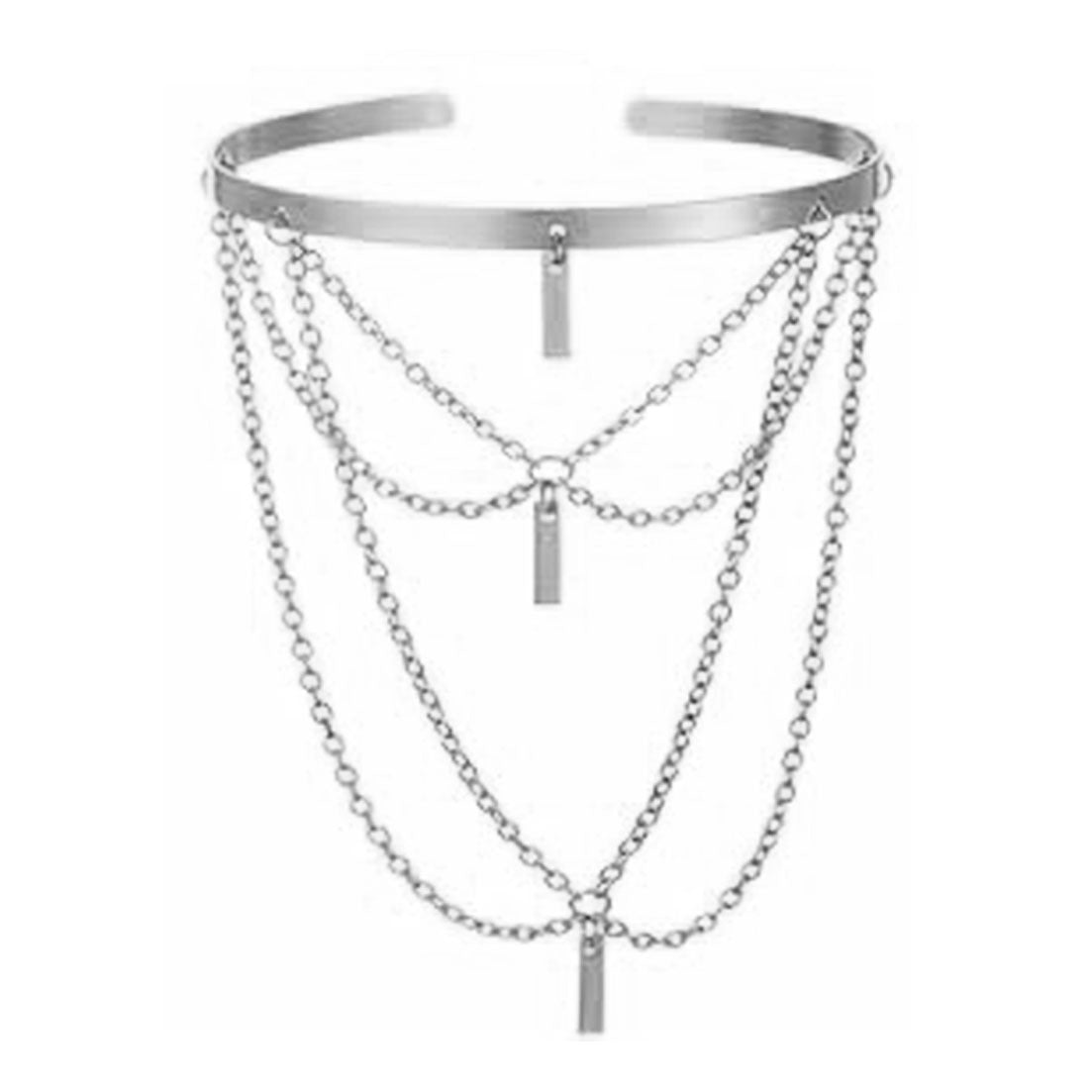 Minimalist Elegant Leaf Design Plated Iron Adjustable Arm Cuff Bracelet with Tassel