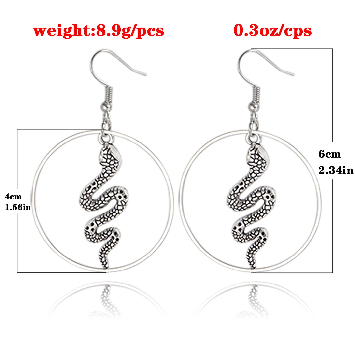 Dark Glamorous Snake-Shaped Alloy Ear Studs with Plated Finish for Women