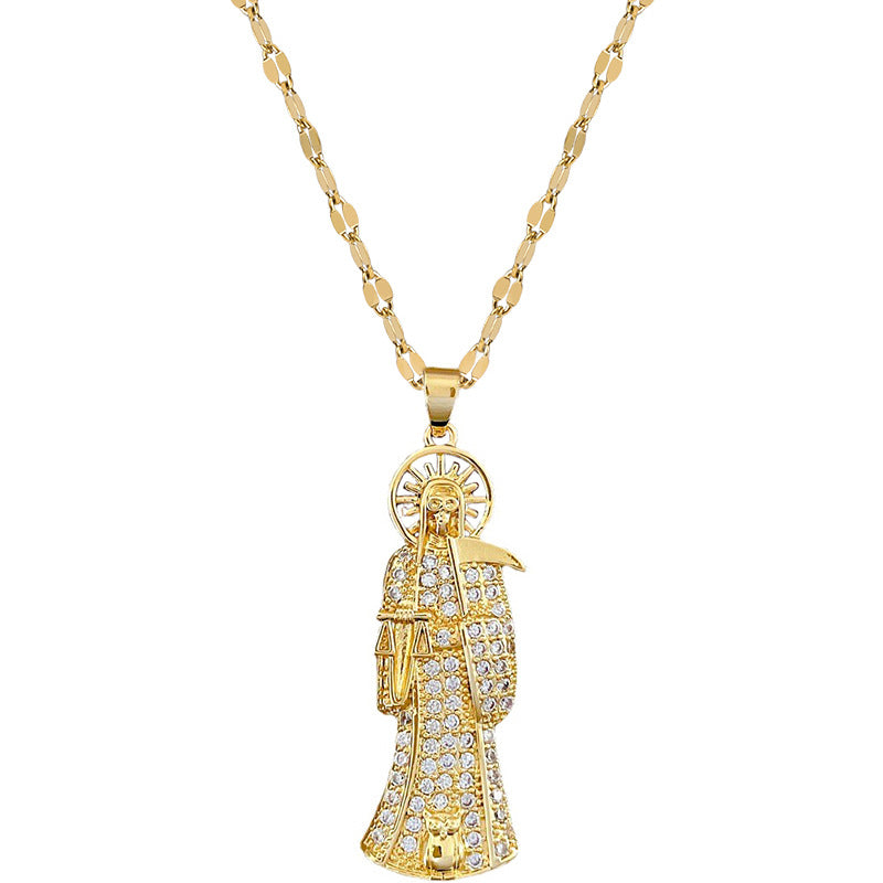 Collar con colgante de luna geométrica de acero de titanio de lujo para mujer, cadena ligera y elegante para la clavícula para bodas, banquetes y ocasiones formales