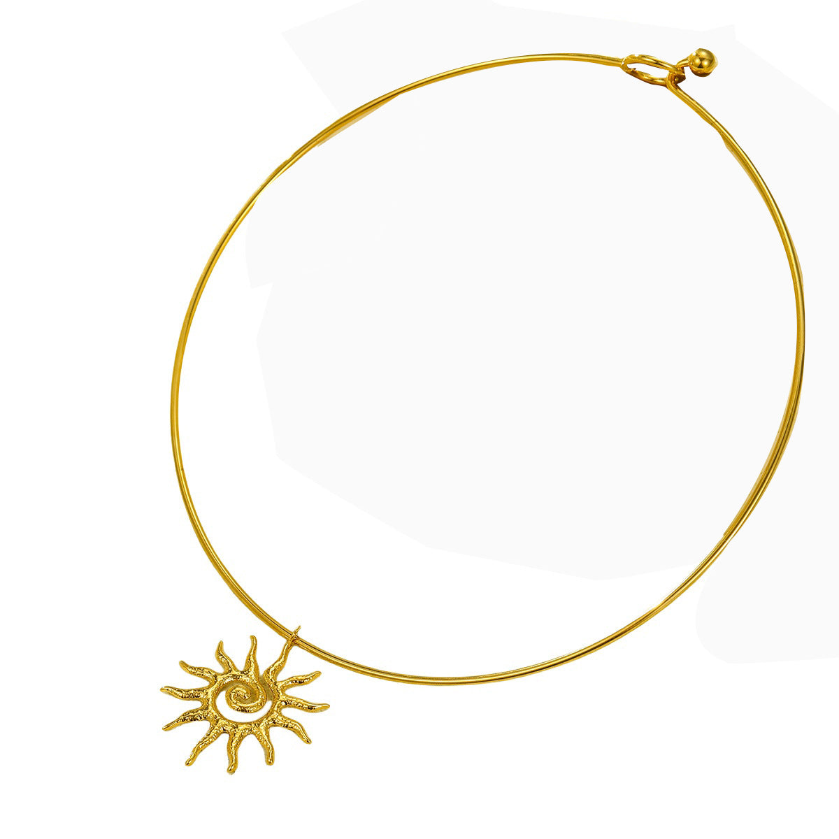 Collar minimalista de acero inoxidable con forma de sol, chapado en oro de 18 quilates para mujer