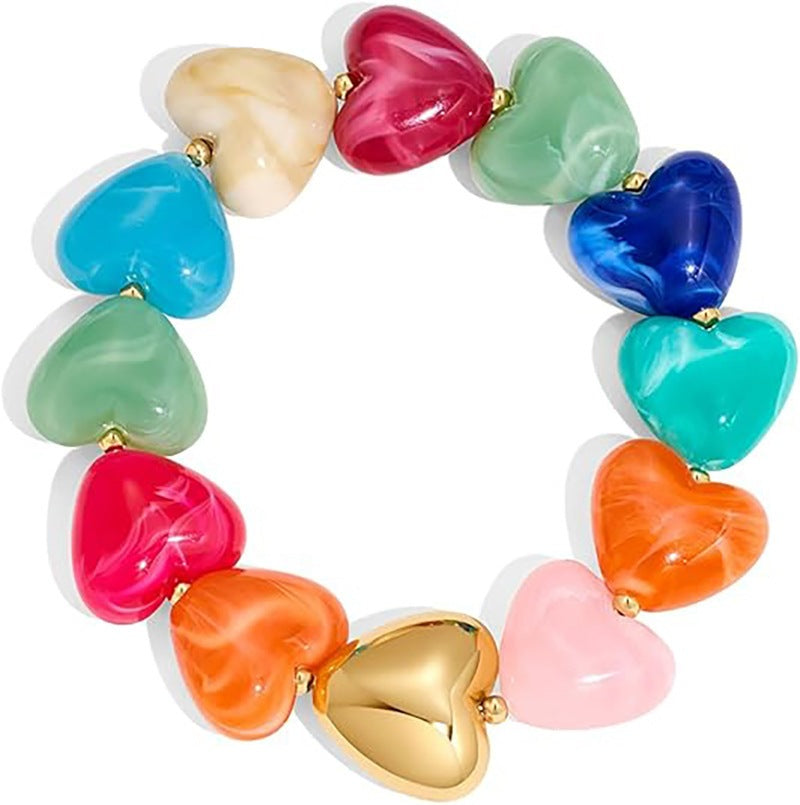 Bohemian Heart Acrylic Resin Bracelet for Women