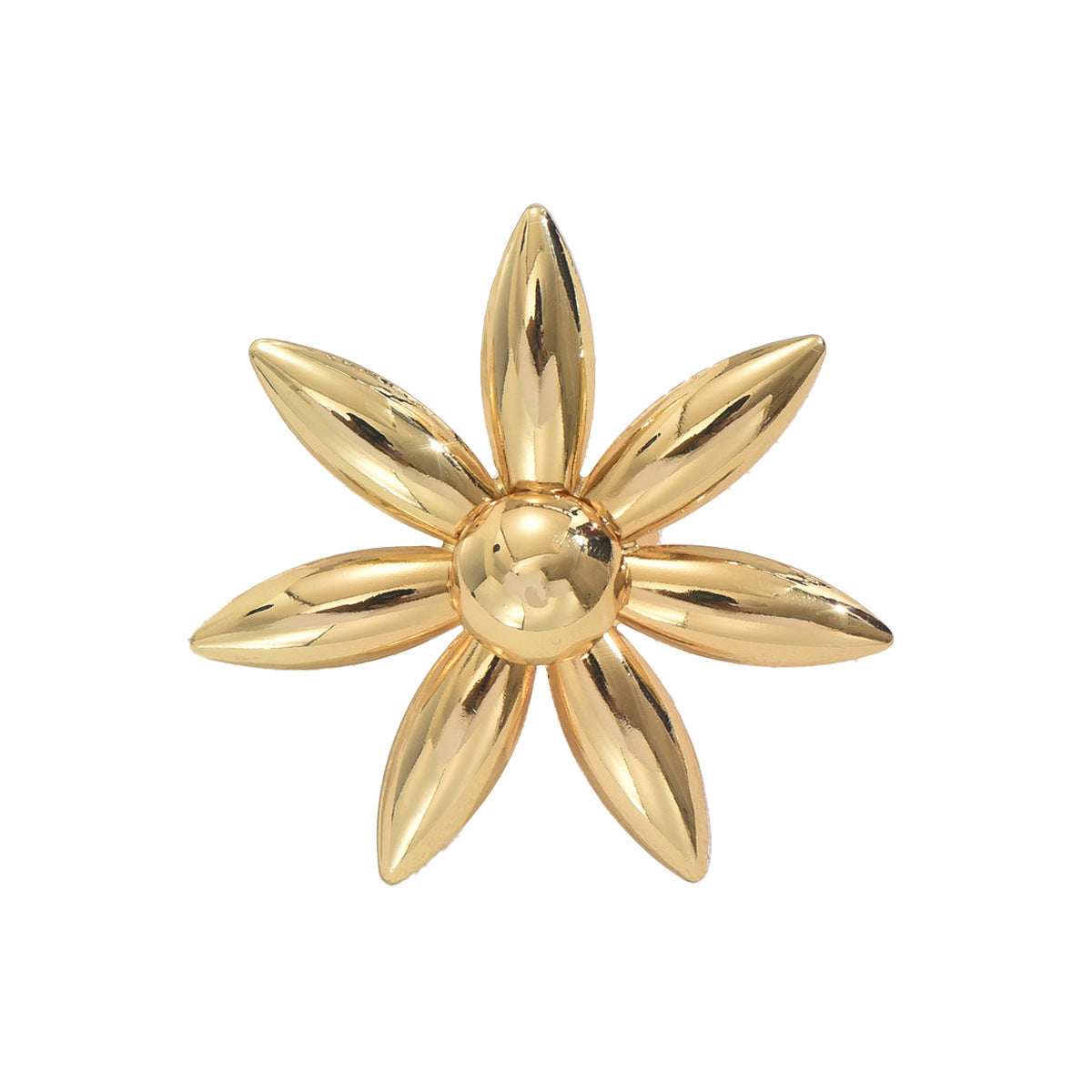 Anillo floral geométrico de mujer de moda en cobre con baño de oro, banda abierta ajustable para uso diario elegante