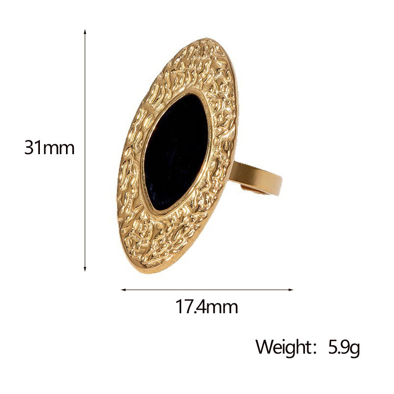 Minimalist Geometric Stainless Steel Ring with Enamel Finish for Women
