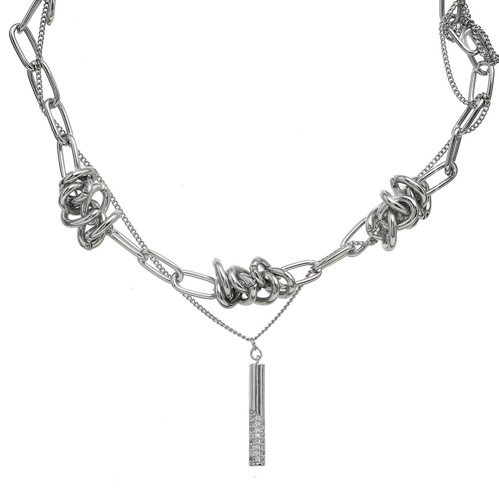 Collana Minimalista Geometrica in Acciaio Titanio con Finitura Lucida per Donna e Uomo, Catena Regolabile per Clavicola
