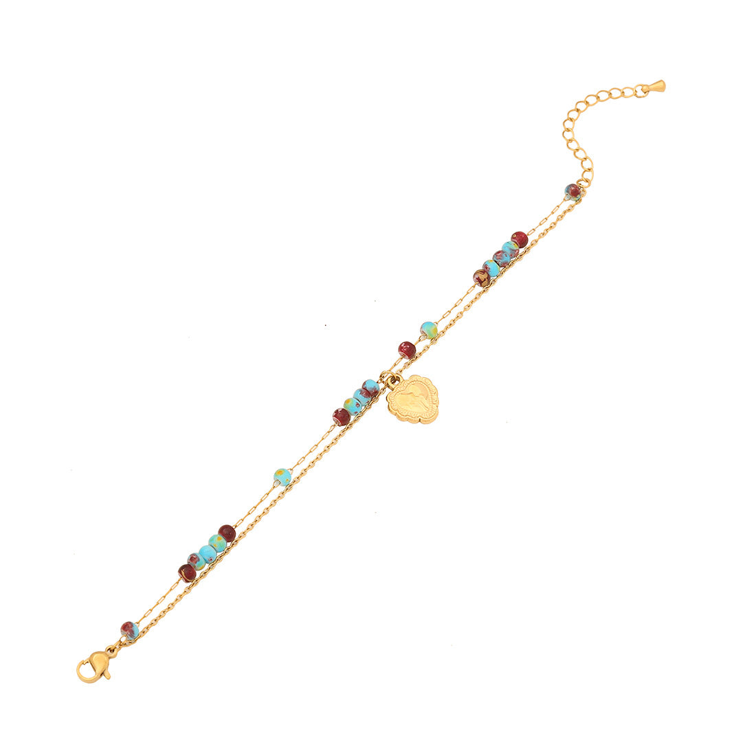 Bracciale da donna vintage in acciaio inossidabile placcato, a forma di cuore e con dettaglio a fiocco
